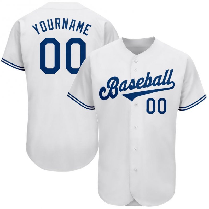 063a22e8165d0a9a5e55a83fe0230134 Men's Custom White Royal Authentic Baseball Jersey - Image 1