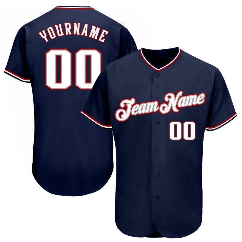 d3c8a1245f5e80e75b4c2b49f0d2d310 Men's Custom Navy White-Red Authentic Baseball Jersey - Image 1